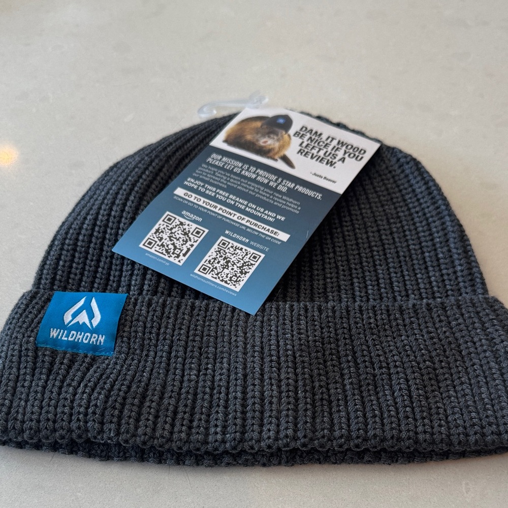 Dark Gray Ribbed Knit Beanie - Cuffed Winter Hat